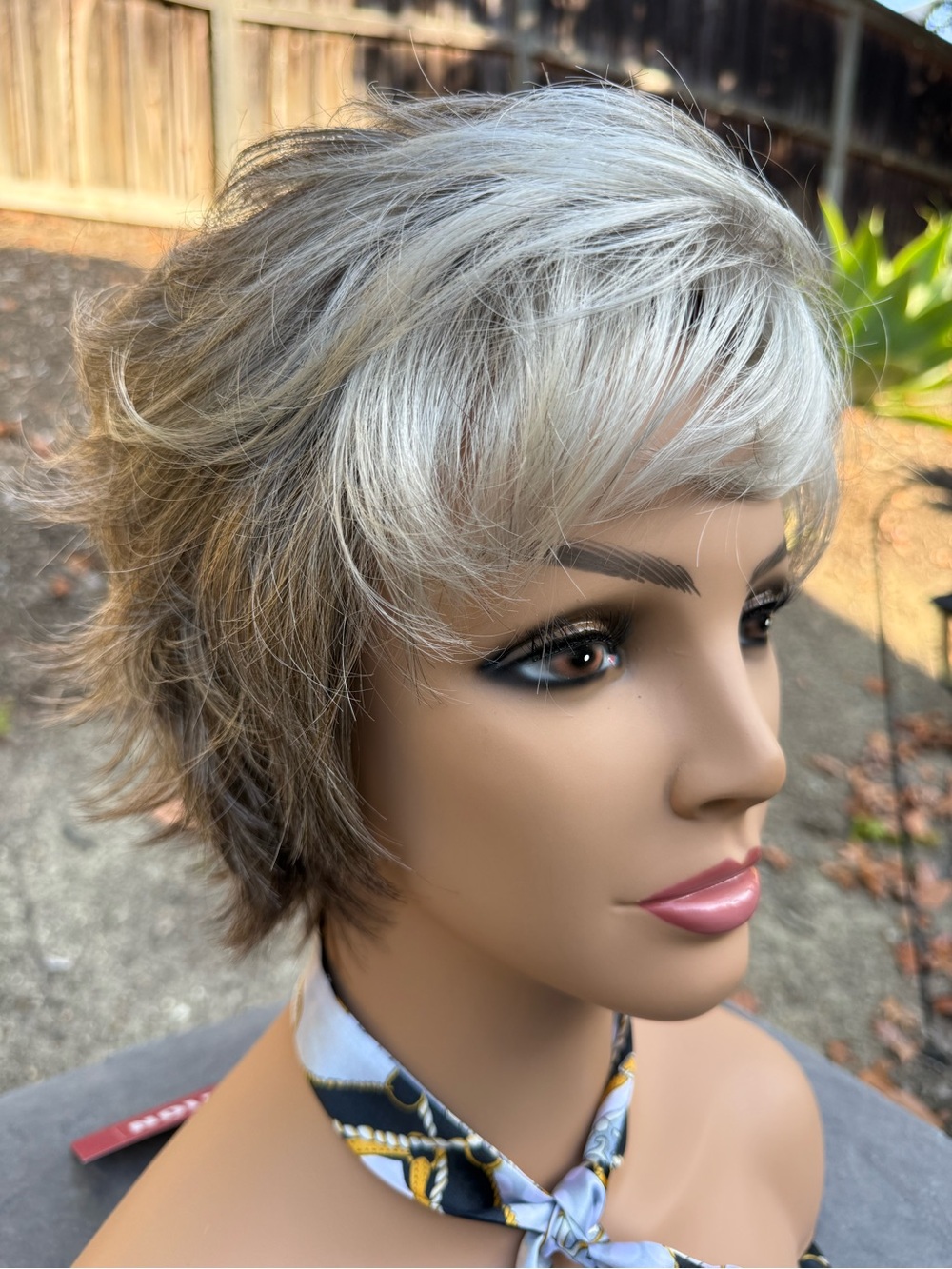 Gray wig with soft brown undertones by Noriko